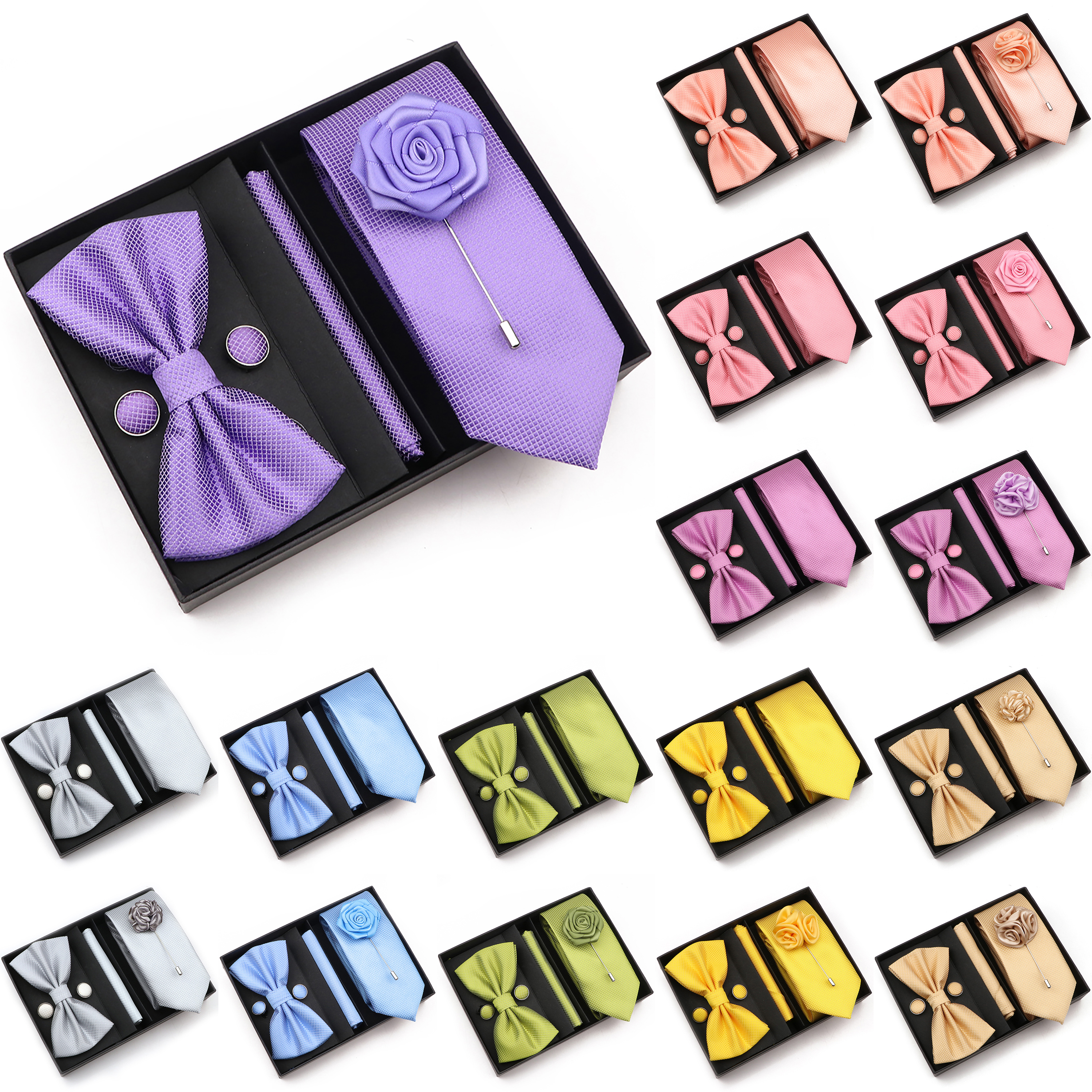 Men'S Grooming Boxes - New Style Tie Set Solid Color
