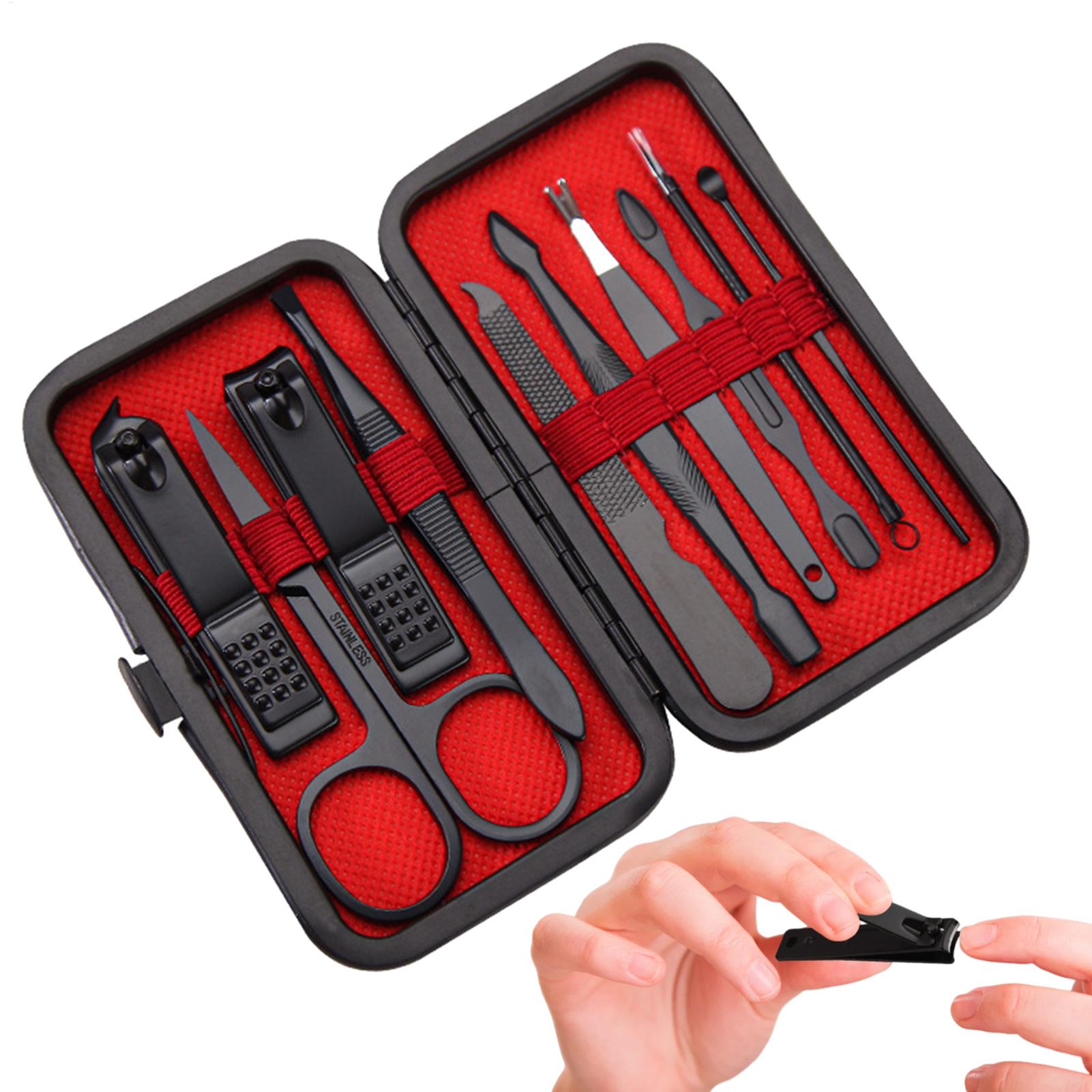 Mens Grooming Kit Case - 10PCS Stainless Steel Nail Trim Kit