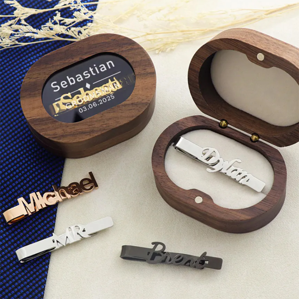Men'S Grooming Boxes - Customized Name Men's Stainless Steel Tie