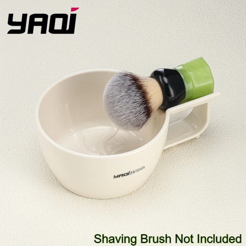 Men'S Grooming Brush - 2026 YAQI White Plastic Shaving Bowl